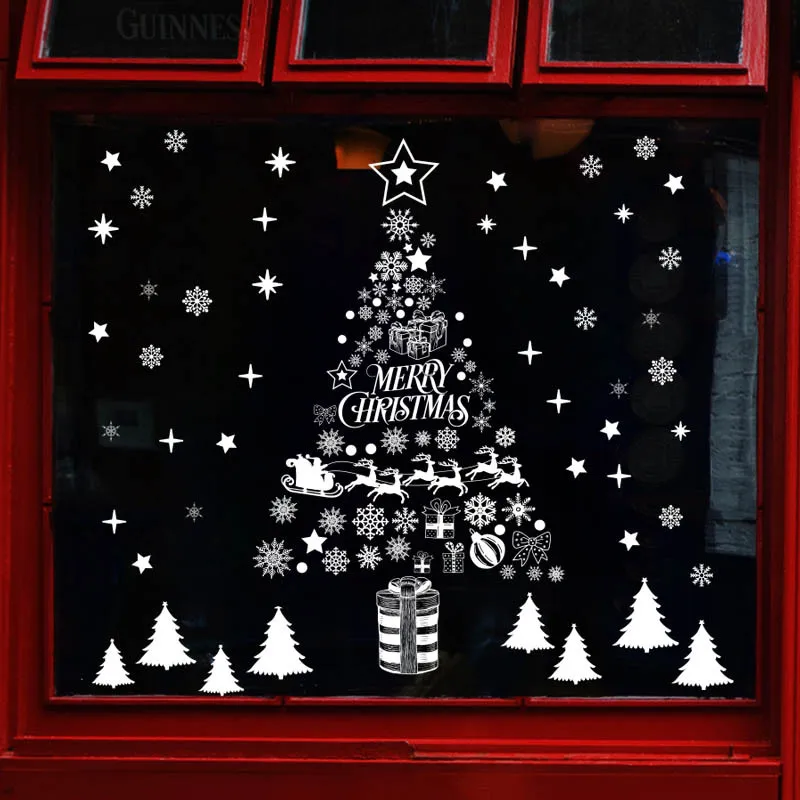 

Christmas Sticker Crystal Snowflake Jingling Bell Sticker Noel Restaurant Window Display Kids Favor Merry Christmas Decor