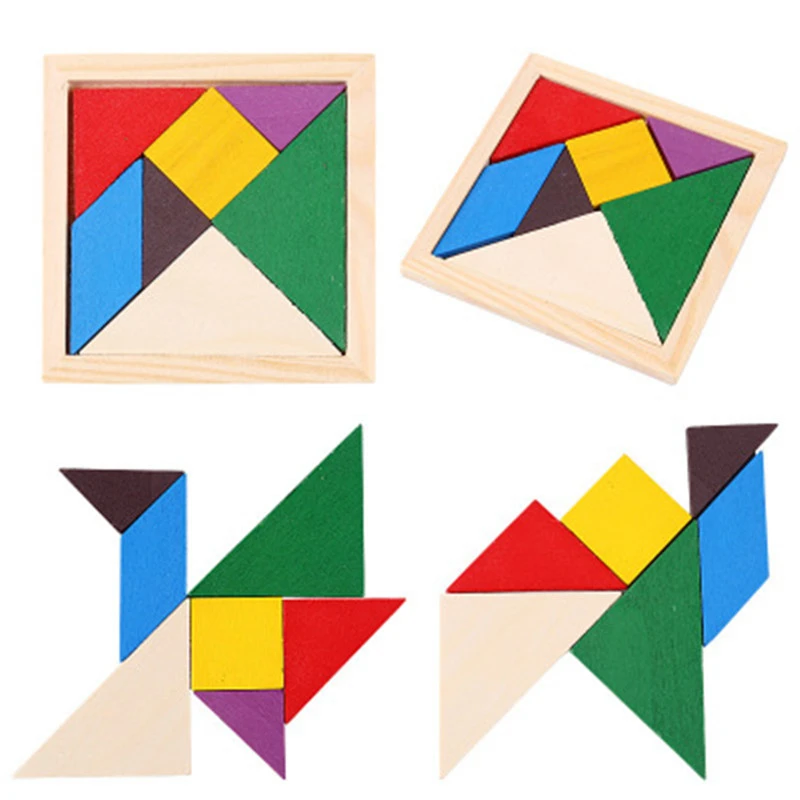 Деревянная головоломка-танграмма головоломка для развития интеллекта игра 3D