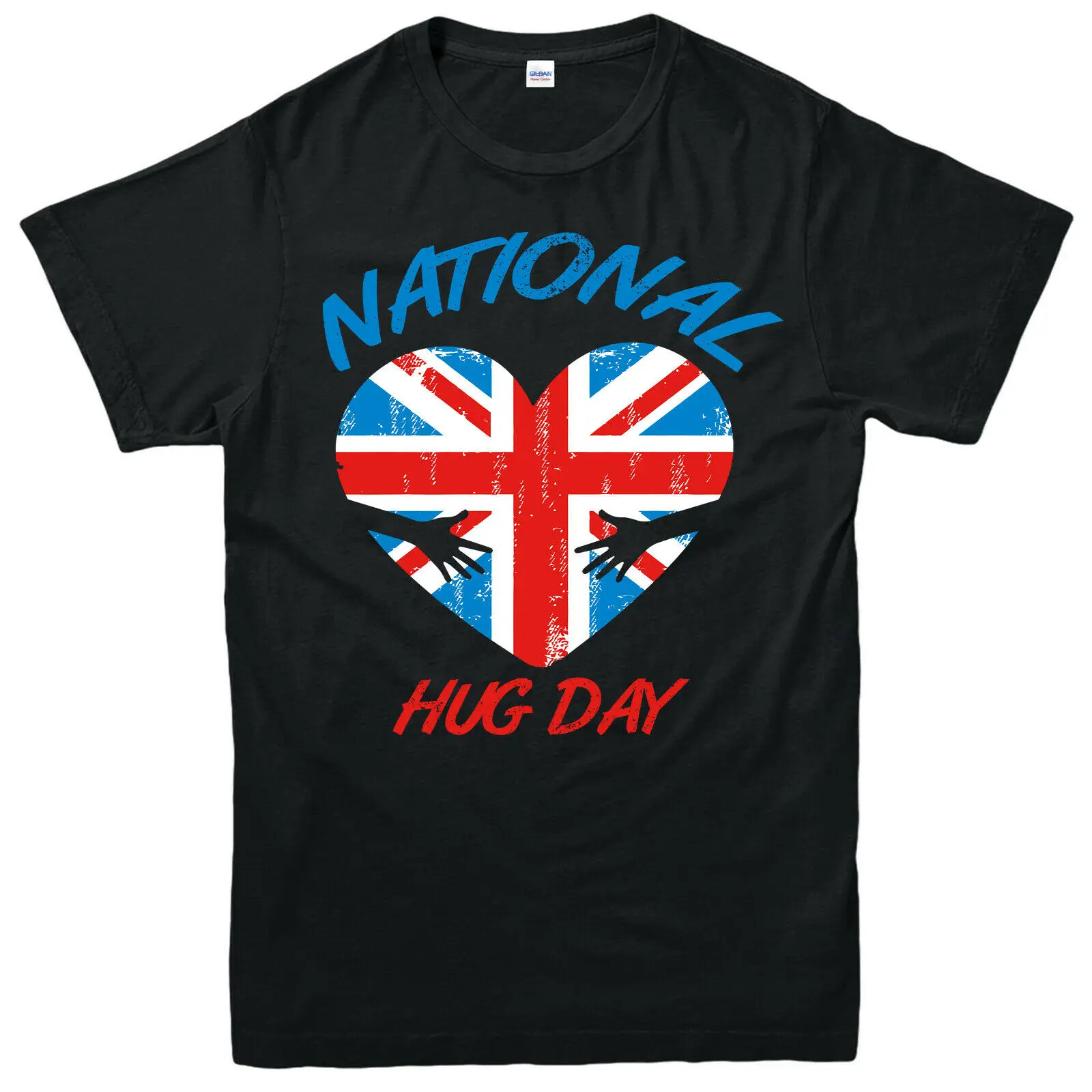 

National Hug Day T-Shirt Funny Uk Heart Flag Celebration Adult Gifts Top