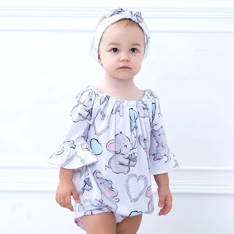 Милый комбинезон С Рисунком Слона и воздушного шара для новорожденных Детская