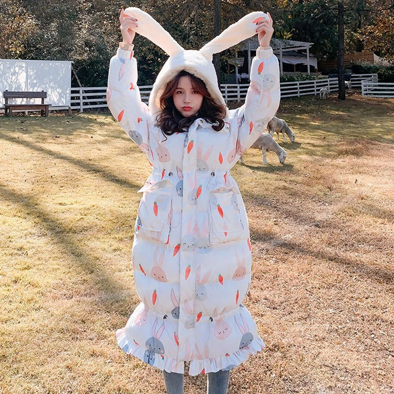 Корейская Милая зимняя куртка для женщин высокое качество пуховое хлопковое