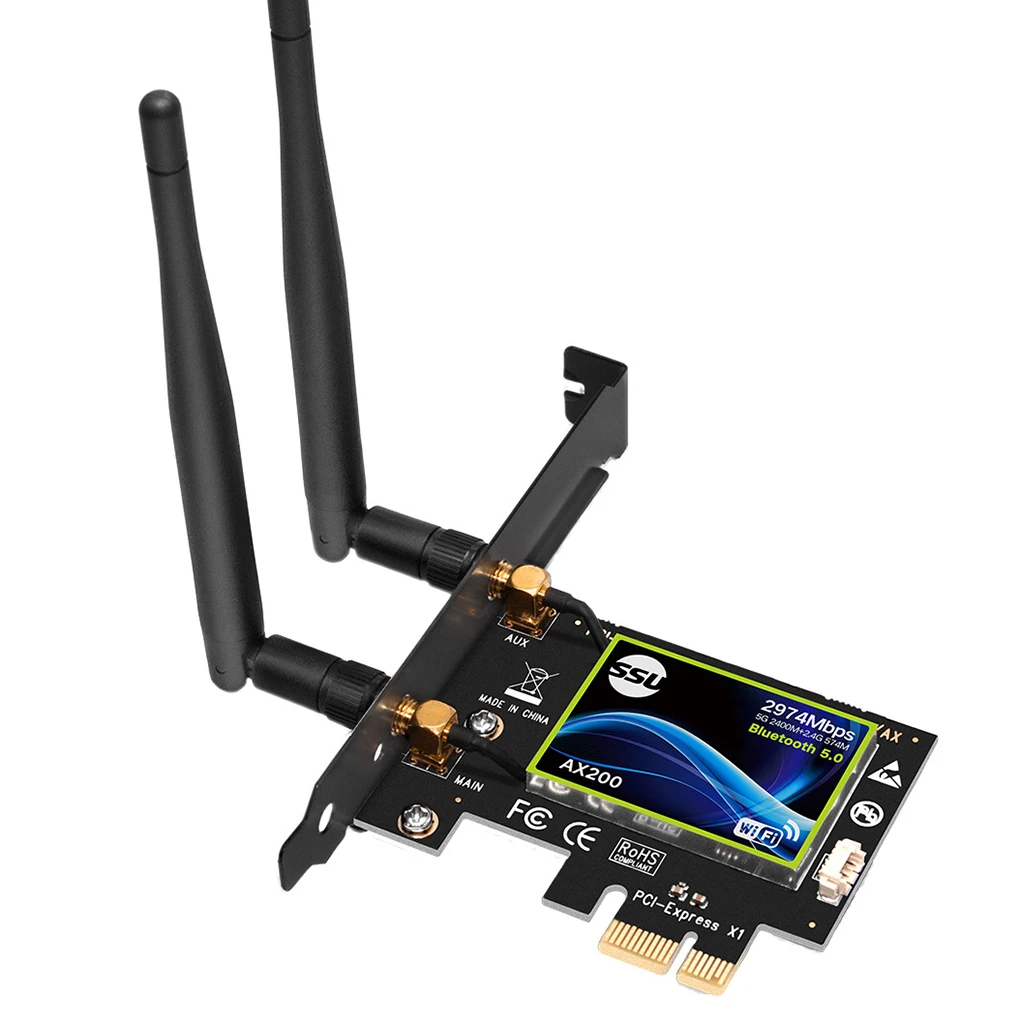 

AX210 Bluetooth 5.0 Dual Band 2.4G/5GHz WiFi Card 802.11AX/PC PCI-E Wireless Network Card Adapter for PC Computer