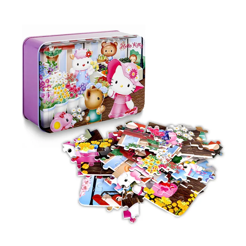 Пазлы hello kitty, 100 деталей, блестящие Пазлы для детей, Обучающие Развивающие пазлы, игрушки, рождественские подарки