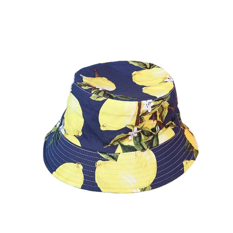 

Harajuku Sunflower Print Bucket Hats Women Men Summer Fruit Banana Watermelon Beach Panama Reversible Fisherman Hat Hip Hop Hat