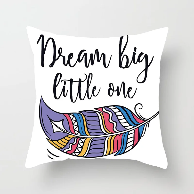 Boho Indain красочными перьями в стиле Ловец снов 45*45 см Печатный чехол для подушки из