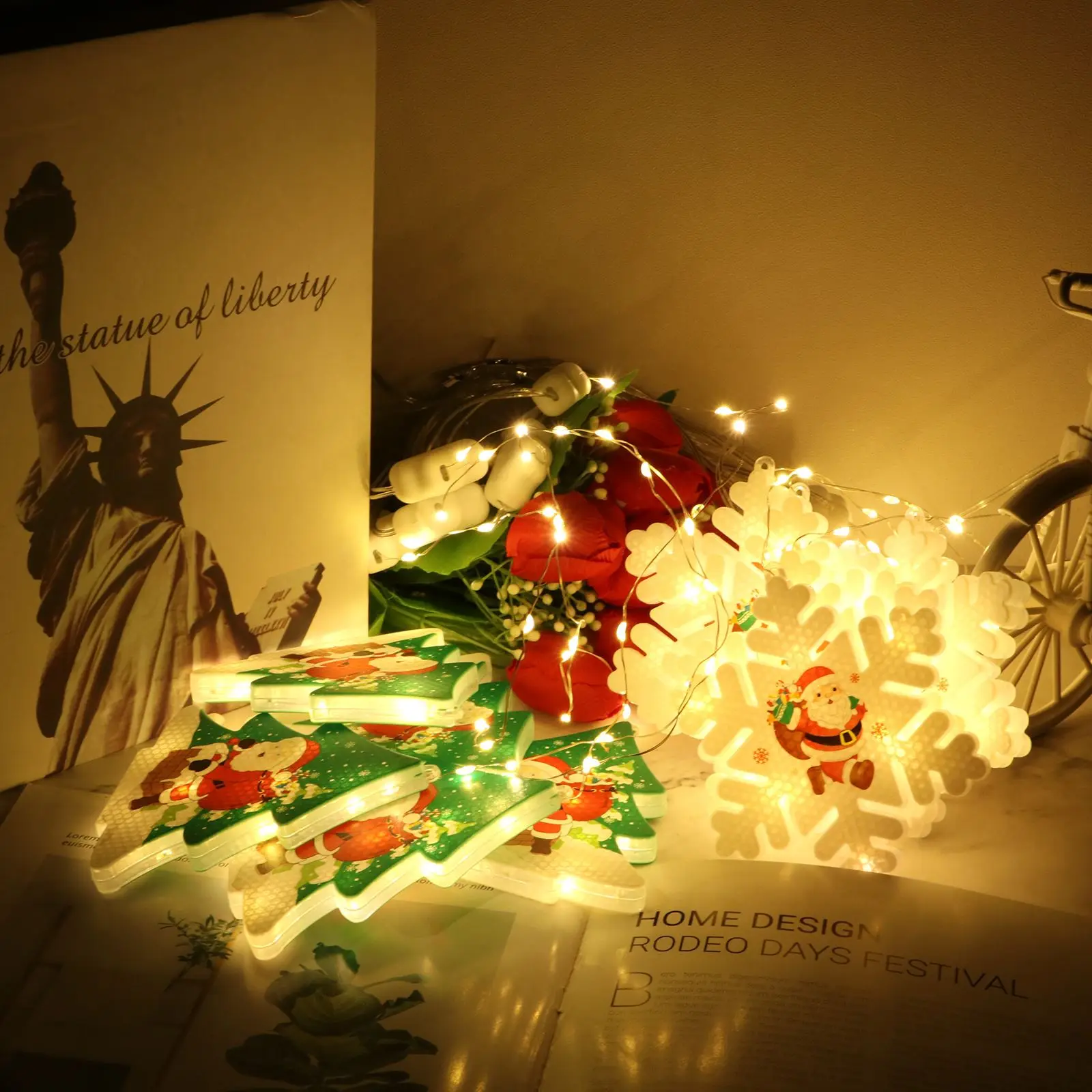 

Светодиодный ная гирлянда со снежинками, декоративсветильник гирлянда с питанием от батарейки, водонепроницаесветильник Рождественская г...