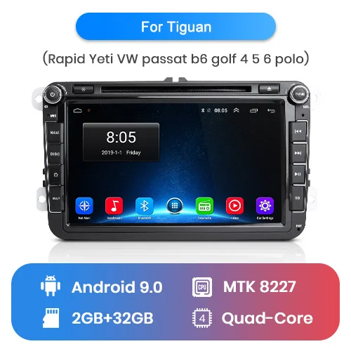 2GB - 32GB Junsun 2 ГБ+ 32 ГБ Android 8,1 автомобильный DVD радио мультимедиа видео плеер gps навигатор для Volkswagen Golf Polo Skoda Seat Tiguan Passa - Цвет: 2GB - 32GB