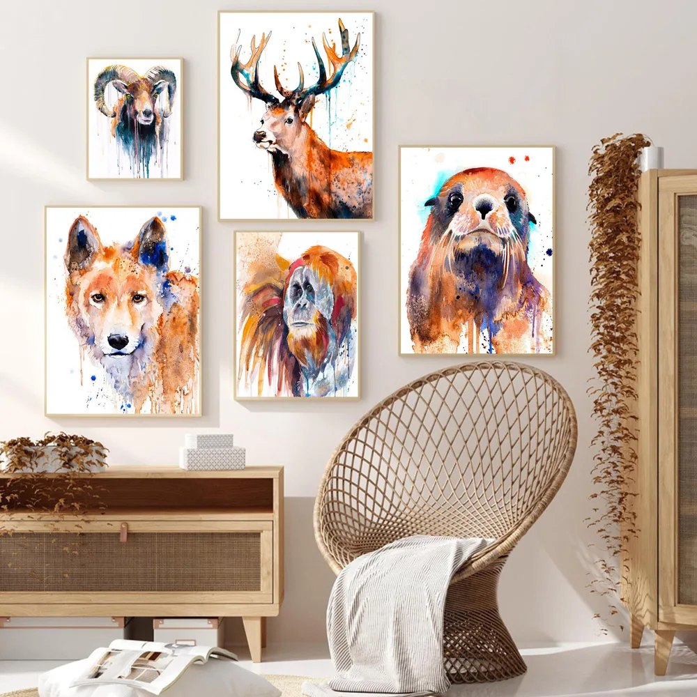 Nordic graffiti art abstract animal poster color printing canvas painting office living room corridor home decoration mural | Дом и сад