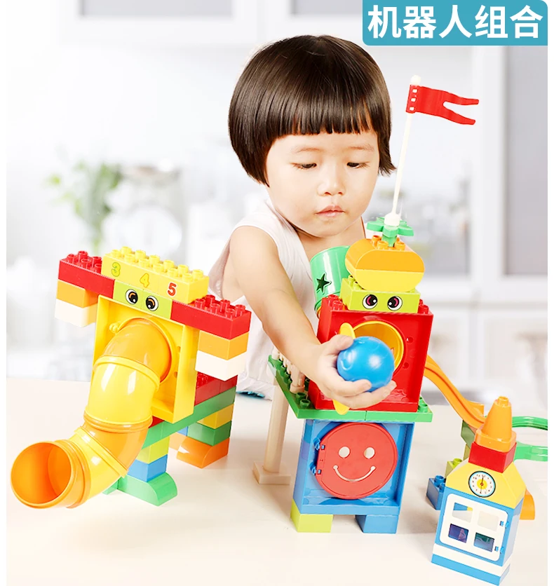 Монтессори блоки игрушки для детей строительство гонки лабиринт шары трек Робот