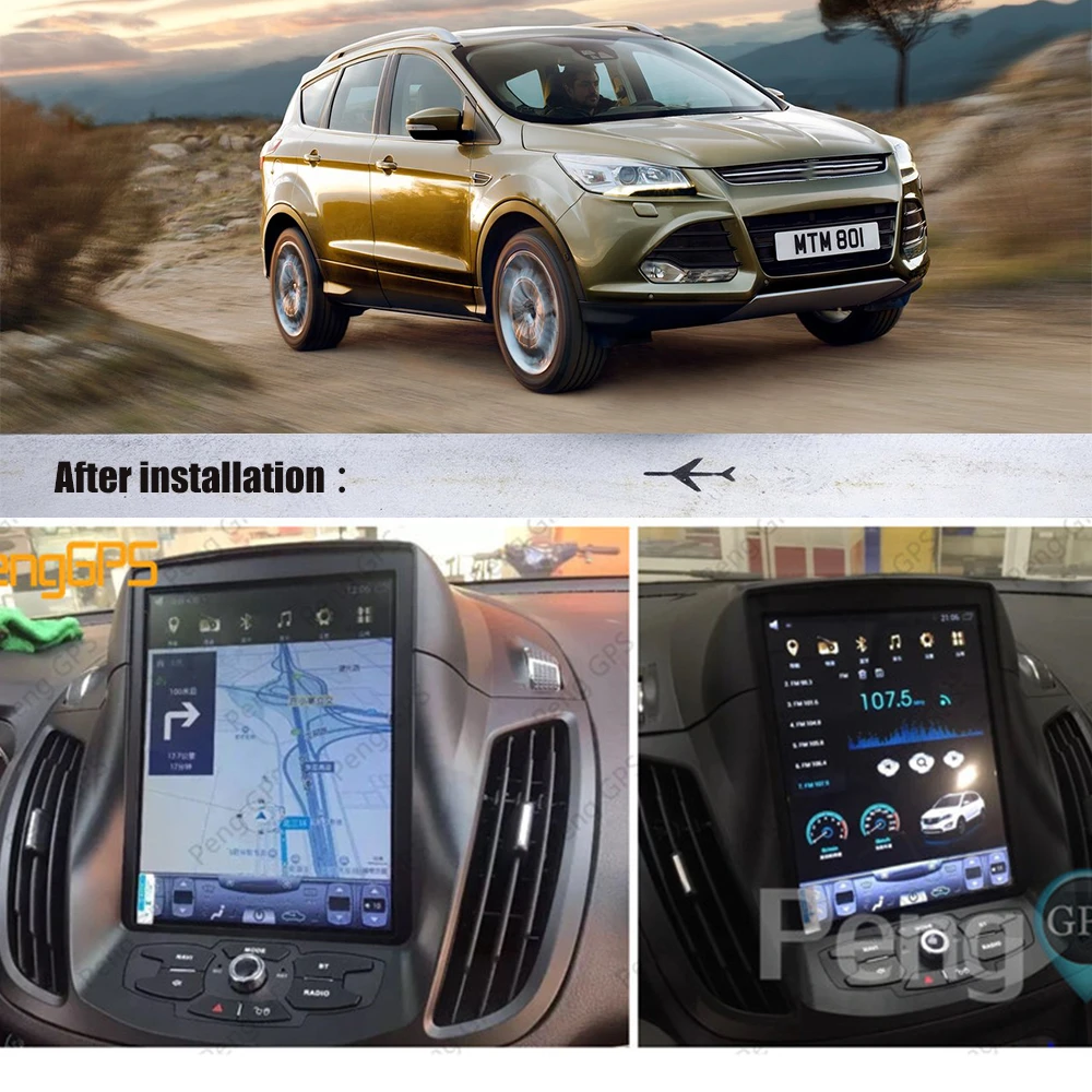 melhor Carro Multimídia Player Para Ford Kuga C-max Escape Android Rádio Estéreo De áudio Px6 Autoradio Gps Navi Unidade De Cabeça Tesla Tela Sensível Ao Toque