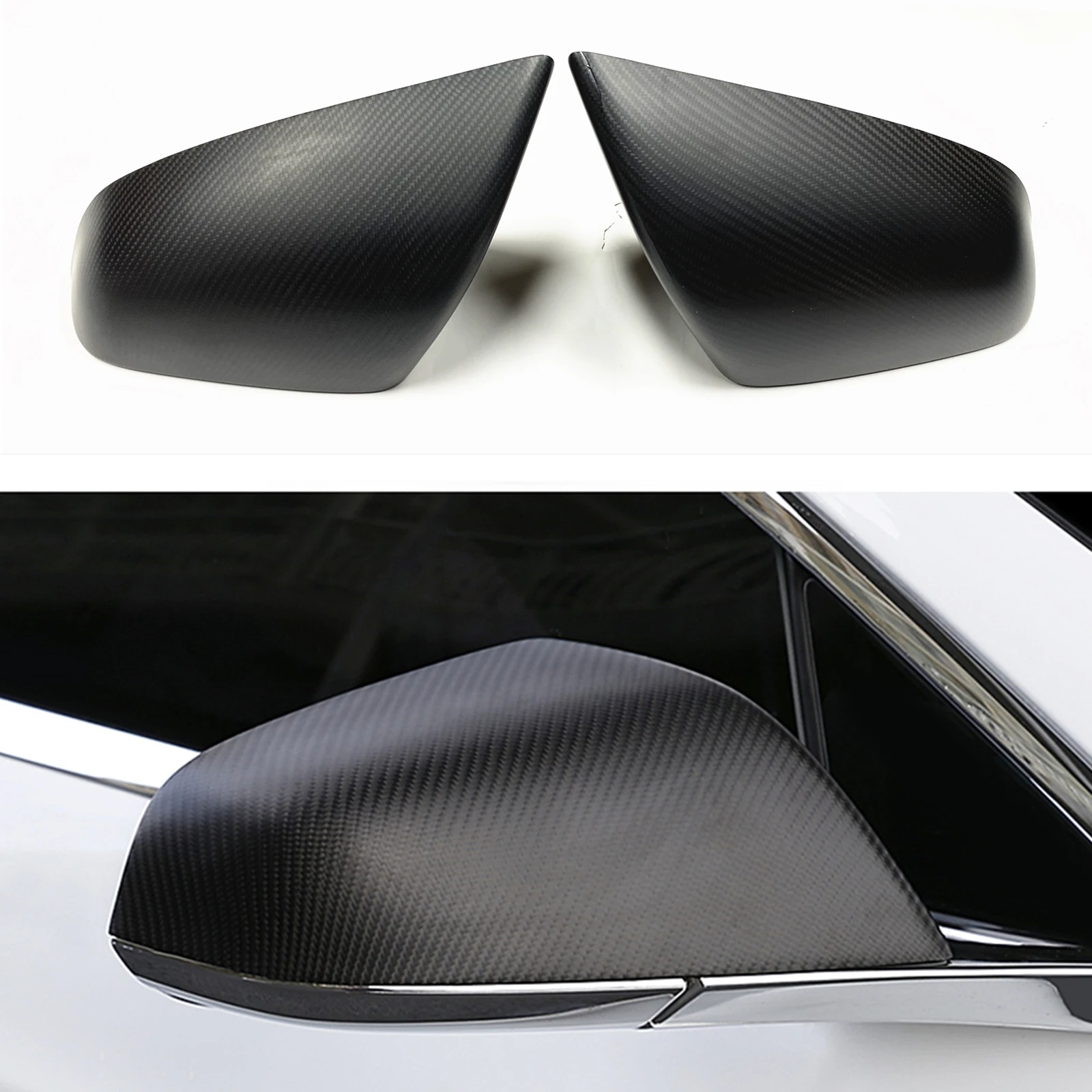 

Mirror Cover For Tesla Model S 2012-2017 Add On Matte Carbon Fiber Car Exterior Door Window Side Rearview Case Reverse Cap Shell