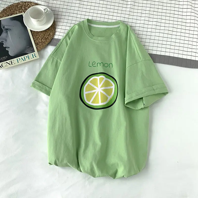 2020 Summer And Autumn New Korean Couple Loose Fresh Fruit Cartoon Printed Cotton Thin Casual T-shirt Large Size M-2XL | Мужская одежда