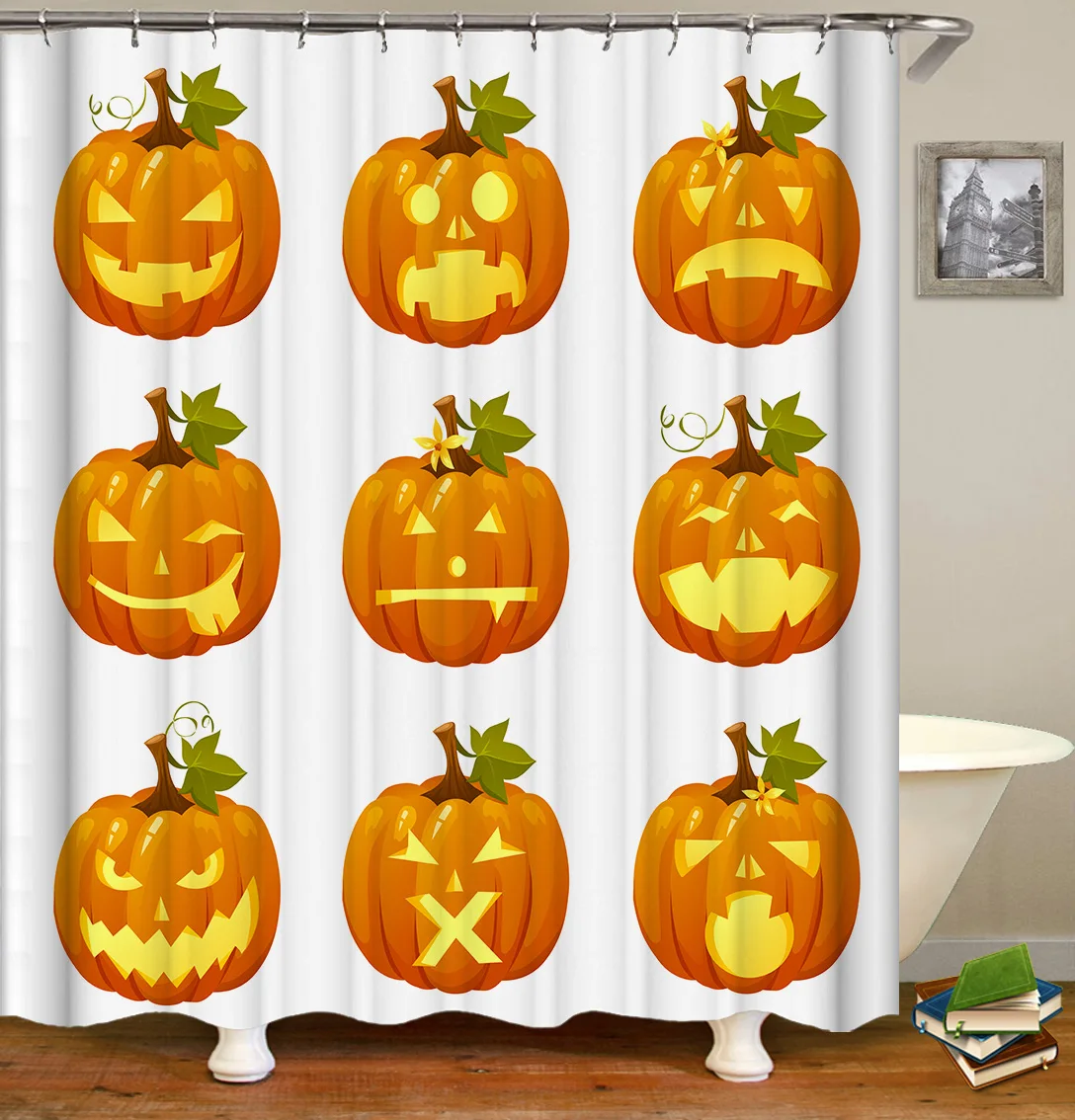 Занавеска для душа на Хэллоуин занавеска с геометрическим рисунком Тканевая 3d в