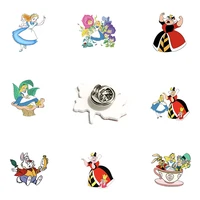 disney alice and mr white rabbit acrylic lapel pin alice in wonderland epoxy brooch womens fashion jewelry clothes accessories