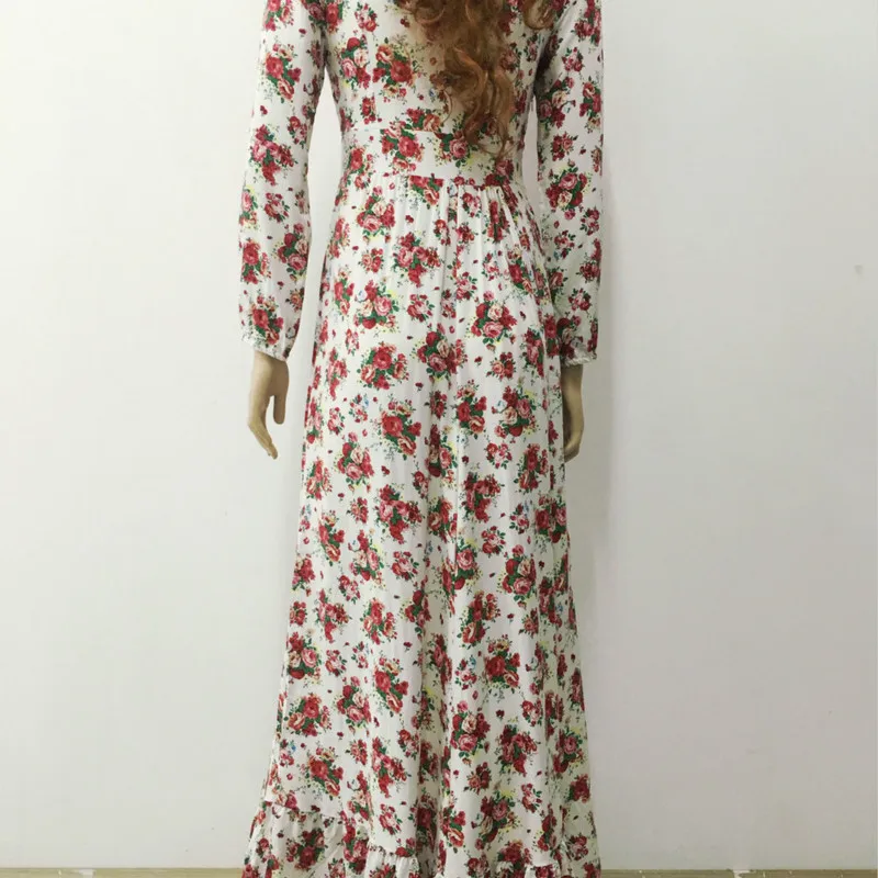 

Women's Dresses Kaftan Tunic Beach Boho Dress Women Saida De Praia 2020 Chic Long New Printed Cotton Lantern Sleeve Print