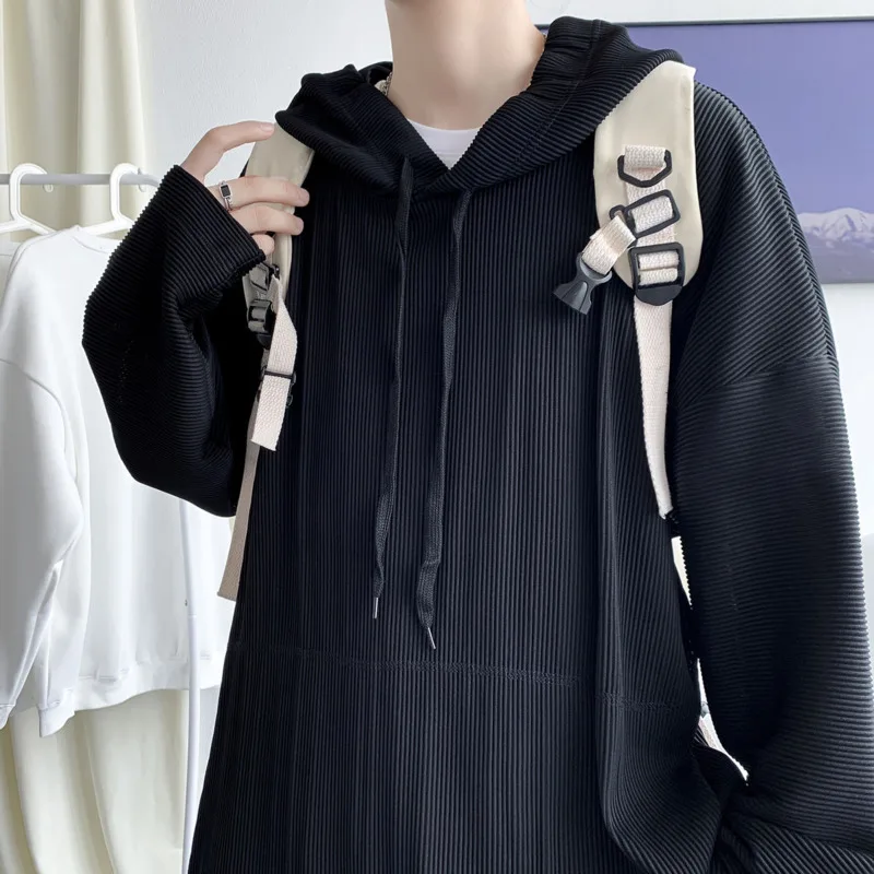 Толстовка мужская плиссированная Модный свитшот с капюшоном Повседневная