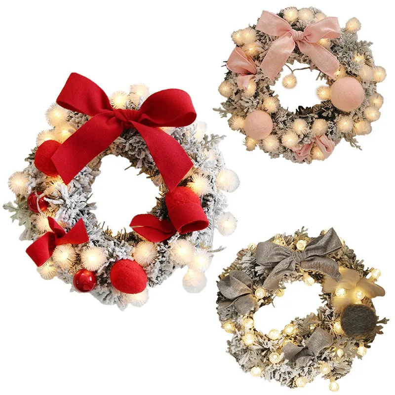 Новогодняя гирлянда Рождественский венок ручной работы подвеска из ротанга