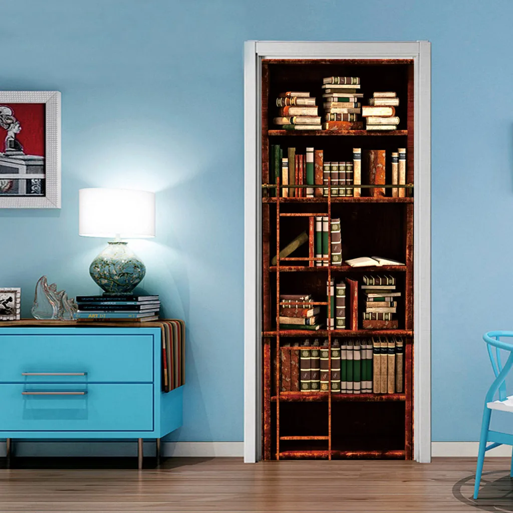 3d декоративная настенная наклейка s пвх дверная винтажная деревянная книжная