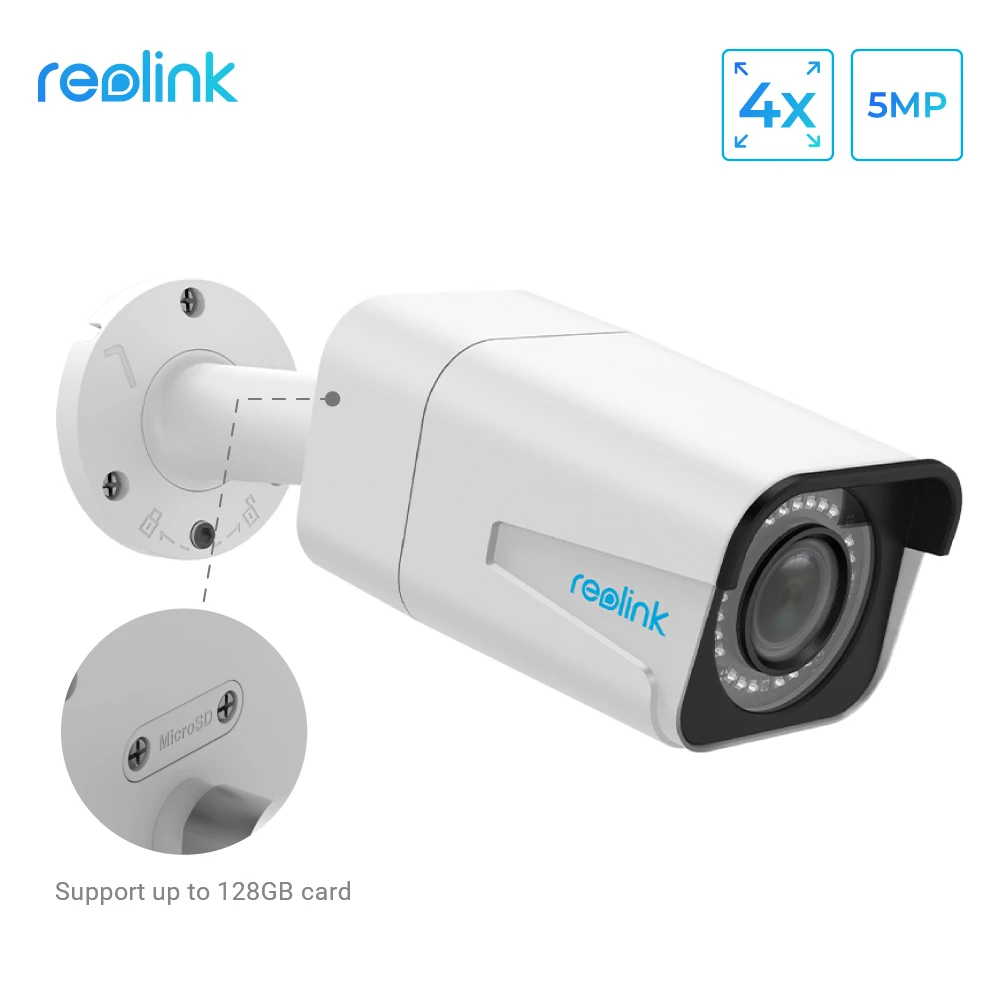 Reolink IP Камера 5MP POE 4x Оптический Зум Видеонаблюдение Автофокус Уличное