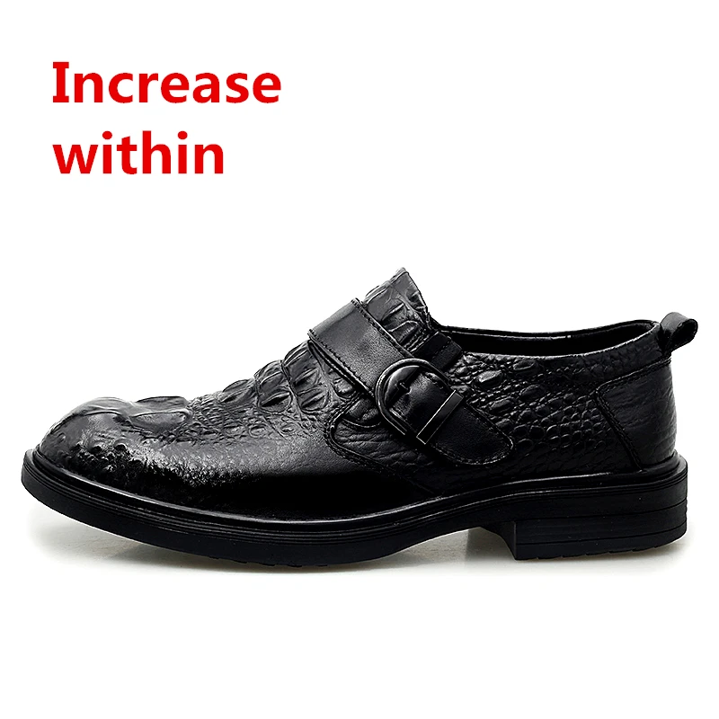 black Increase9521 2 Новые мужские деловые кожаные туфли мужские кожаные туфли высокого качества ручной работы модные повседневные Свадебные модельные туфли для торжеств размер 37-49 - Цвет: black Increase9521 2
