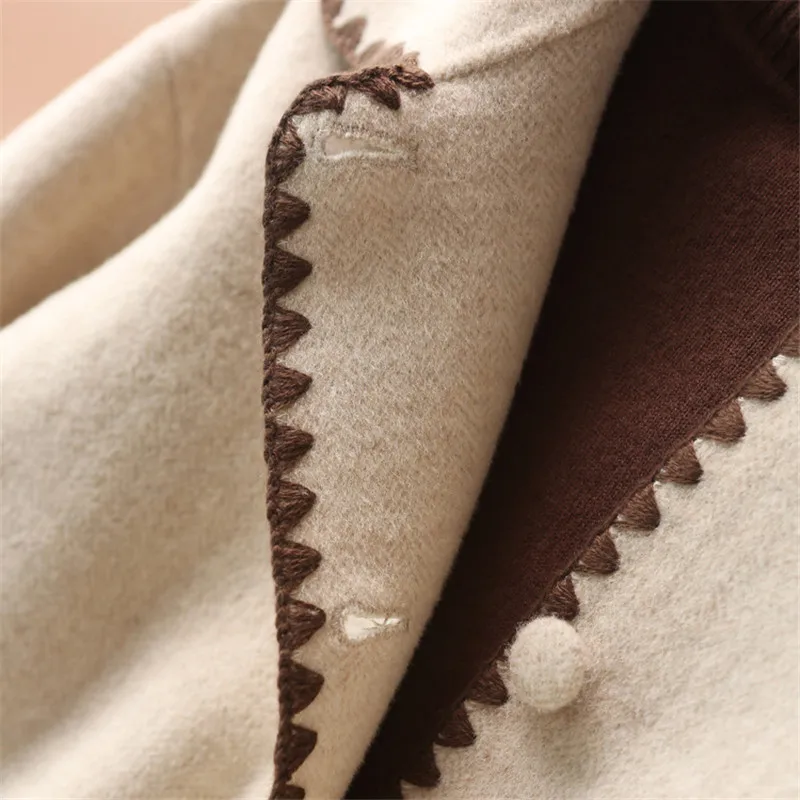 

Japanese Casual Handmade Fashion Stitching Double-sided Woolen Single-breasted Coat 2020 New Autumn And Winter Women's Coat B084