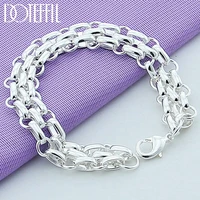 doteffil 925 sterling silver lnterlocking circle bracelet for women fashion charm wedding engagement party jewelry