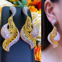 missvikki original luxury trendy shiny big dangle earrings full mirco paved cubic zircon cz bridal wedding earrings jewelry gift
