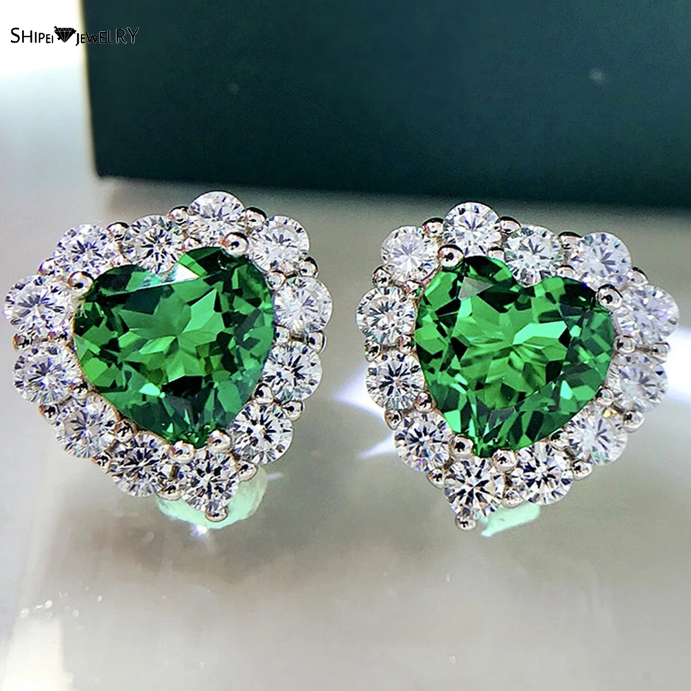 

Серьги-гвоздики женские из серебра 100% пробы, 8 х8 мм, с изумрудом