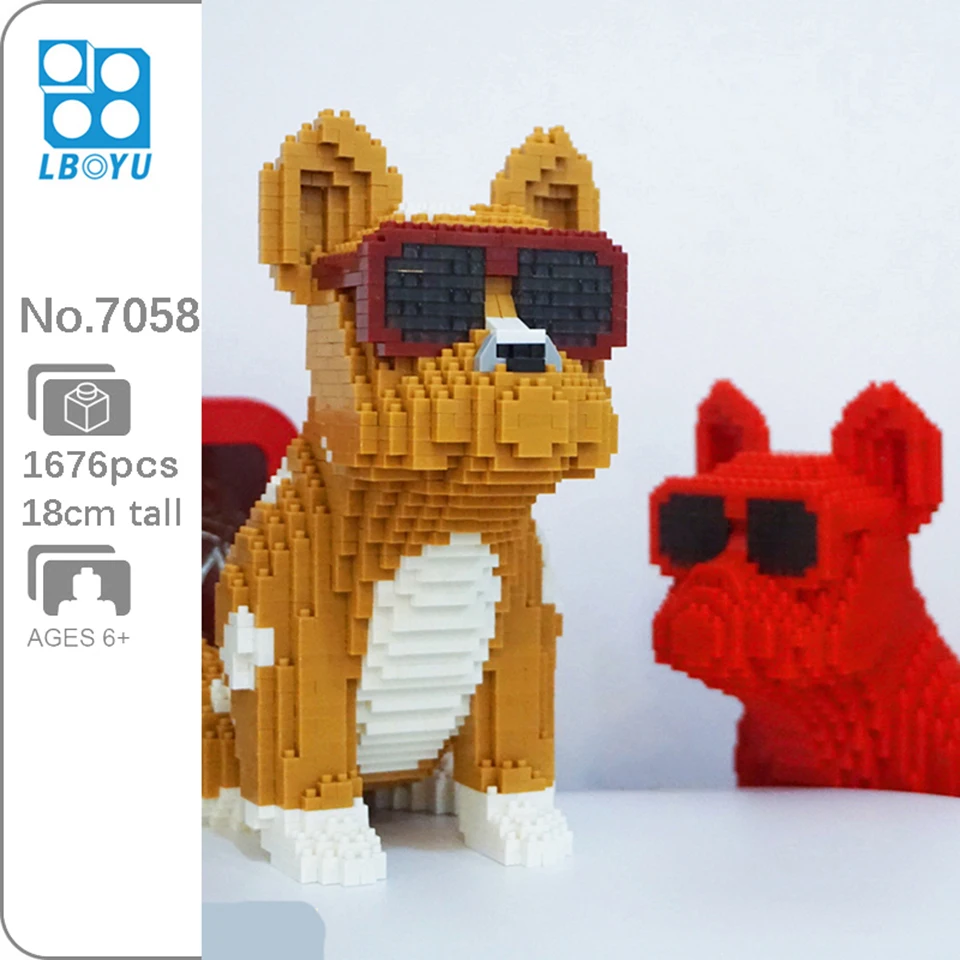 

Boyu Animal Pet Cartoon Bull Dog Eyeglasses Spotted Dog 3D Model Building Blocks Mini Diamond Blocks Bricks Toy for Boy Gifts