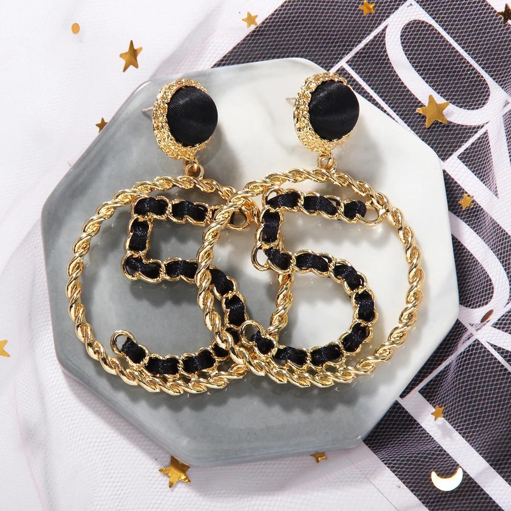 Женские серьги Dvacaman с цифрами 5 модные золотистые металлические круглые висячие