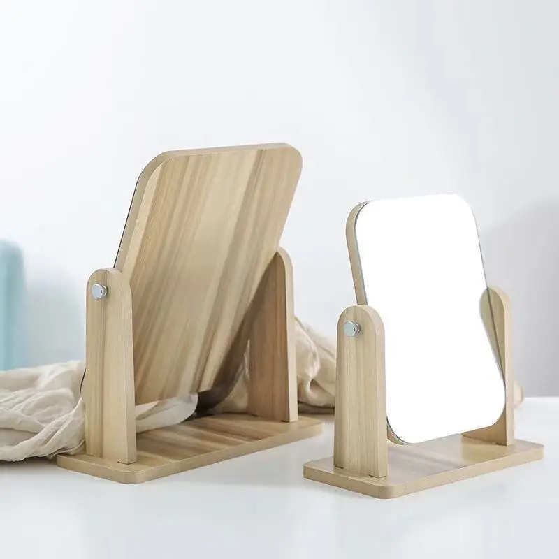 Зеркало для макияжа с увеличением пор деревянное декоративное зеркало простое