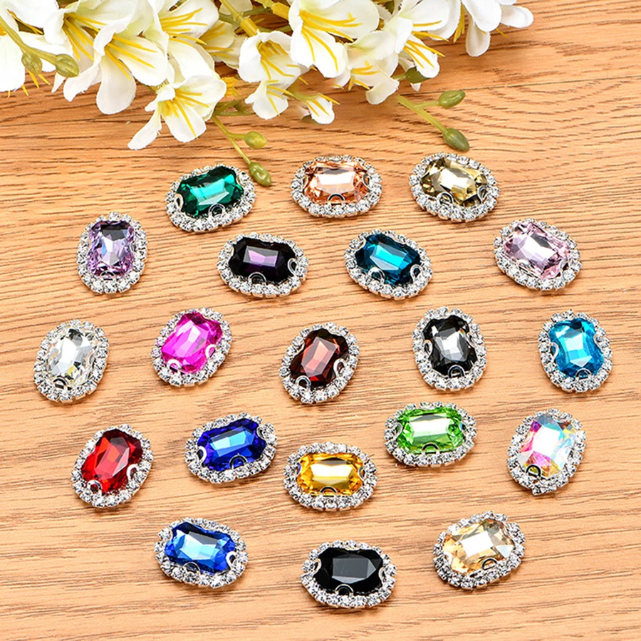 Восьмиугольные Стразы 20 шт. стразы с серебряной пряжкой в форме бриллианта
