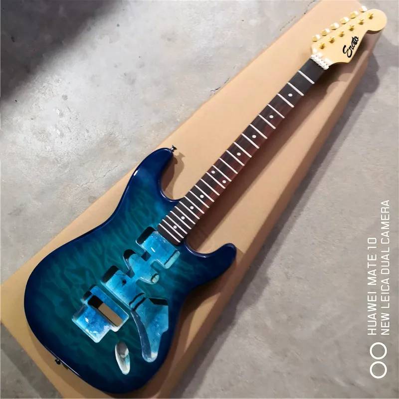 Синий TL semi-finished rosewood, rosewood body and neck, self-installed guitar - Цвет: Синий