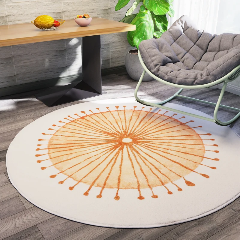 Simple Small Carpet Plush Living Room Round Rug Thick Nordic Sun Chair Mat Floor Sun Tapis De Chambre Bedroom Decoration ED50DT