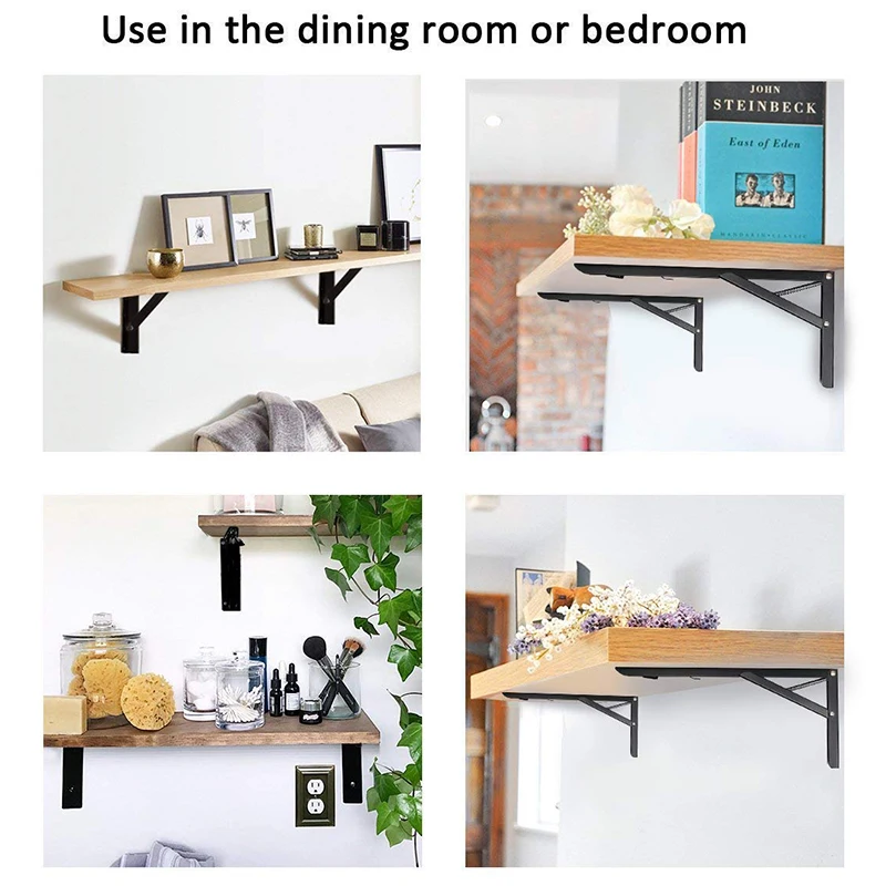 Folding Shelf Brackets - Heavy Duty Metal Collapsible Bracket for Bench Table Hinge Wall Mounted Space Saving DIY B | Дом и сад