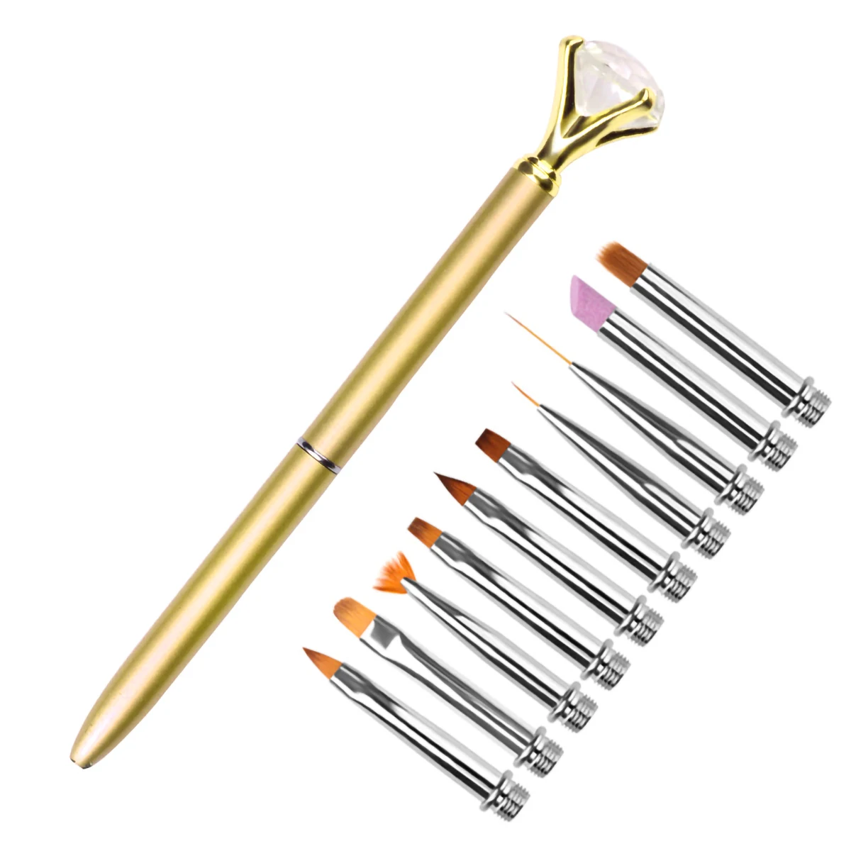 

10-In-1 Nail Art Brush Pen Set Nail Art Design Drawing Brushes Manicure Tool Nail Painting Pen Pull Wire Quartz Halo Pen Set