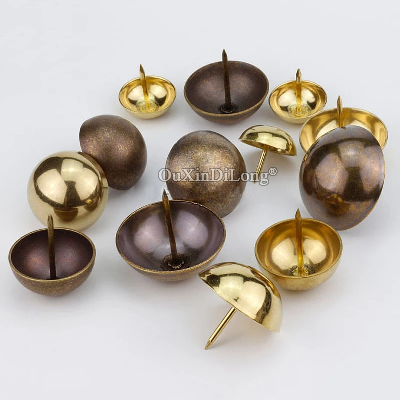 

Retro Vintage 10PCS Antique Brass Decorative Upholstery Nails Tacks Round Rivet Studs Furniture Doornail Hardware