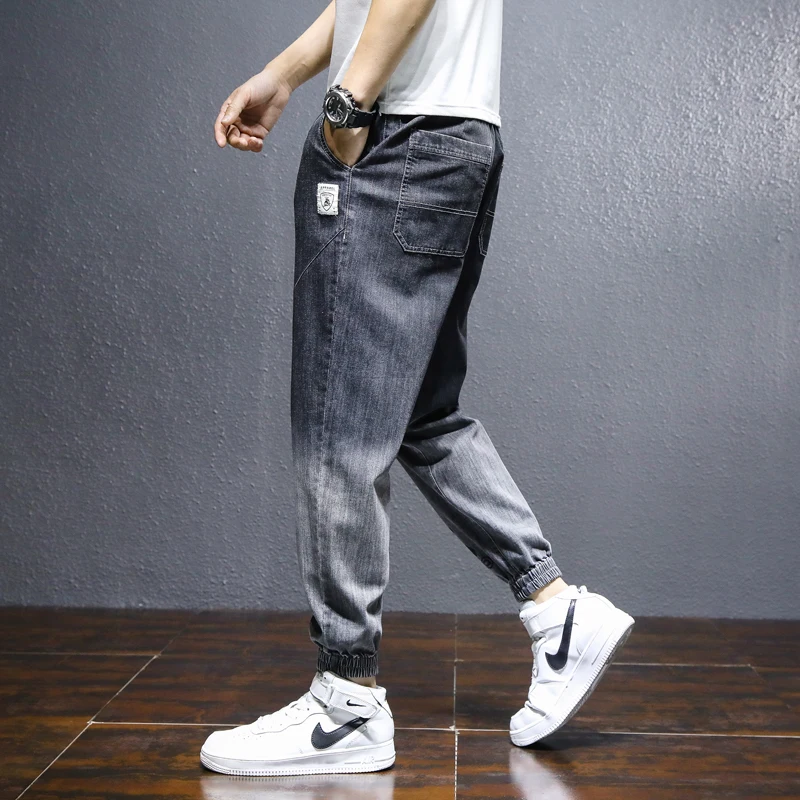 Джинсы мужские однотонные классические повседневные длинные брюки из денима
