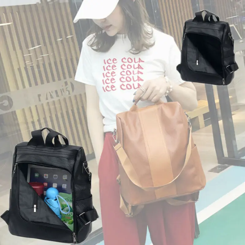 2020 популярный женский мужской школьный рюкзак из искусственной кожи Черный