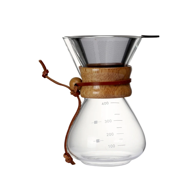 

Кофеварка Pour Over с постоянным фильтром из нержавеющей стали стеклянная капельница для кофе 400 мл 14 унций