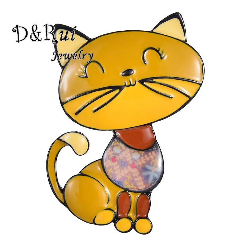 D & Rui ювелирные изделия 2019 желтый Namel Cat дизайнерские Броши для женщин брендовые