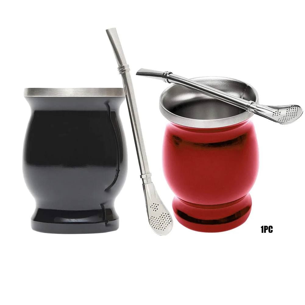 Набор термоизоляционных чайных чашек с двойной стенкой и соломинкой 8 унций