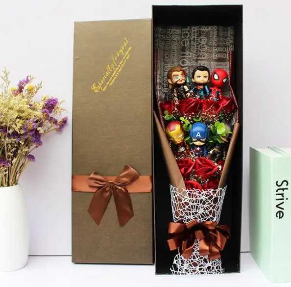 Set Toys  Captain America Hulk Iron Man Pvc Model Toy Bouquet Gift