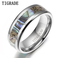 tigrade 68mm titanium ring for man abalone shell inlay ring polished finish beveled brand wedding band couple ring anel masculi