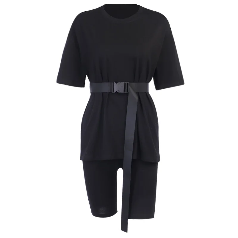 

Solid Color Casual Suit Female Base Loose Short Sleeve Shirts and Shorts Two-Piece Set Women Sets