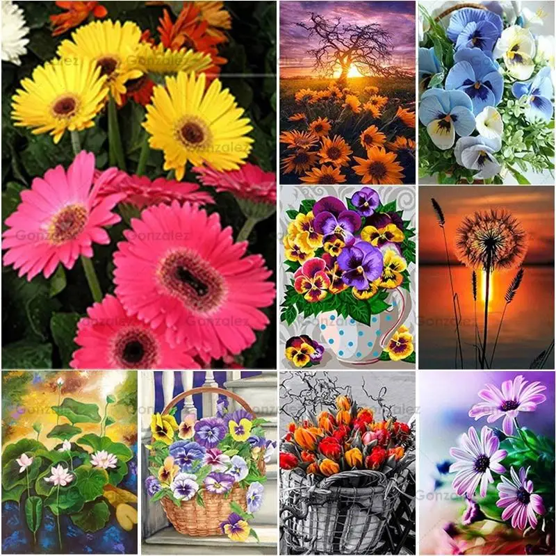 

Landscape 5D Diy Flowers Embroidery Mosaic Full Drill Cross Stitch Diamond Painting Art Home Wall Decoration Handicrafts Gifts