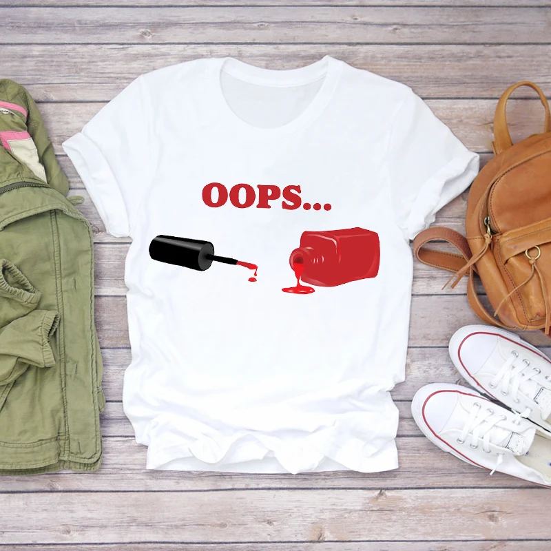 

Women 2020 Summer Fingernail Nail Art Elegance Lady Fashion Print T-shirts Top T Shirt Ladies Womens Graphic Female Tee T-Shirt