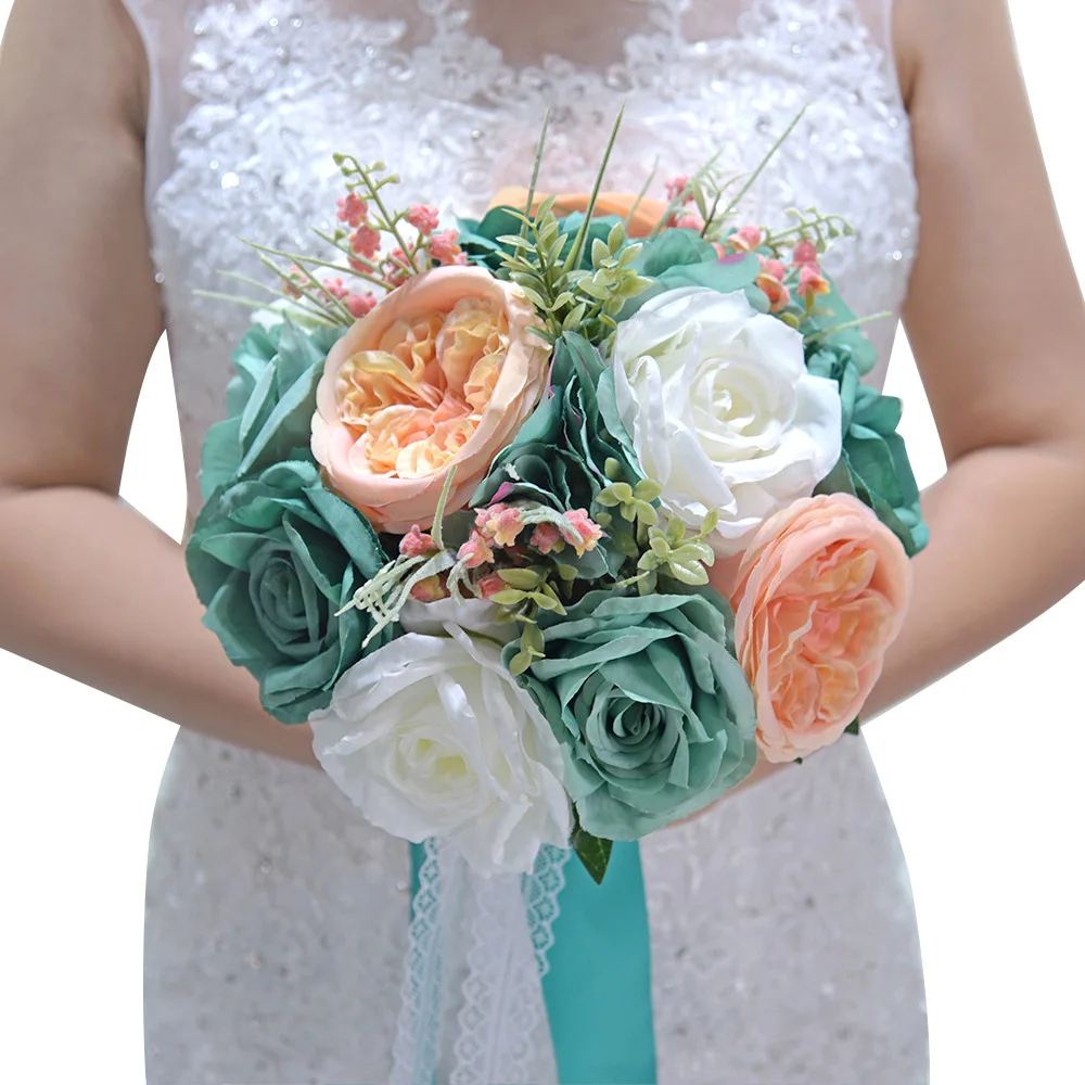 

Wedding Romantic Bouquet Bride Bridal Bouquets Bridesmaid Bouquet Artificial Flowers Valentine's Day Confession Party Church