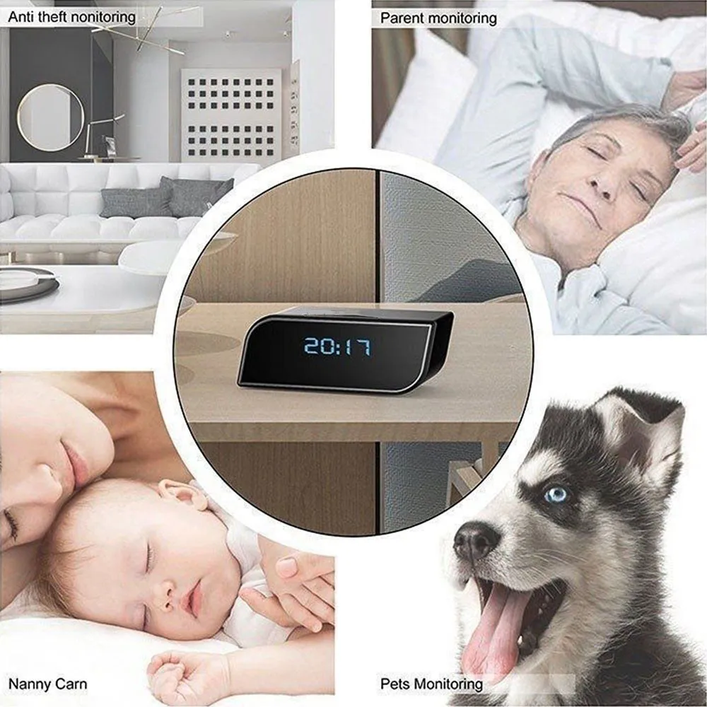 

HD 1080P Wifi Clock Camera Mini IP Cam Video Audio DV DVR Recorder Night Vision Motion Detect Home Security P2P Micro Camcorder