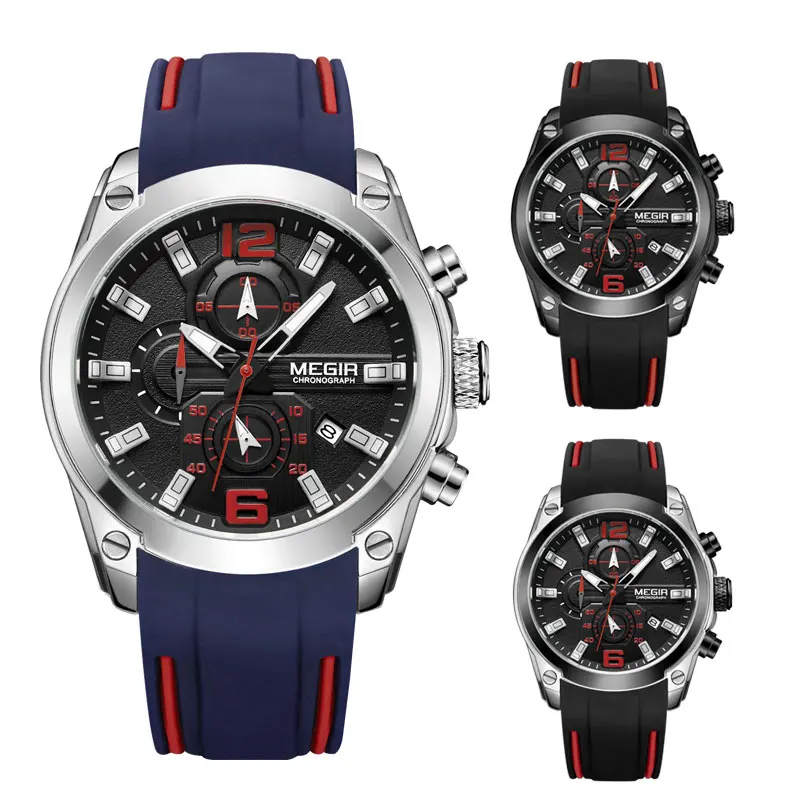 Часы наручные MEGIR Мужские кварцевые спортивные люксовые брендовые аналоговые
